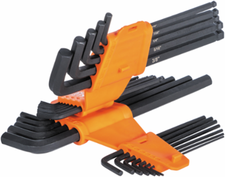 Long Ball End Hex Key Set, SAE and Metric, 22-Piece