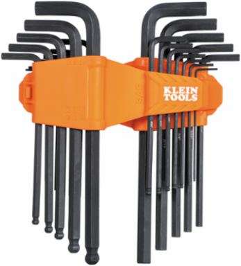 Long Ball-End Hex Key Set with Handle, SAE and Metric, 22-Piece