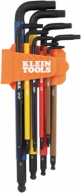 Color-Coded Extra-Long L Style Hex Key Caddy Set, SAE, 9-Piece