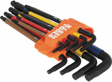 Color-Coded Extra-Long L Style Hex Key Caddy Set, SAE, 9-Piece