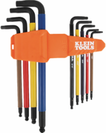 Color-Coded Extra-Long L Style Hex Key Caddy Set, SAE, 9-Piece