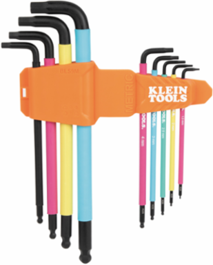 Color Coded Extra-Long L Style Hex Key Caddy Set, Metric, 9-Piece