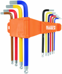 Powder Coated Long Ball-End Hex Key Set, SAE, 10-Piece