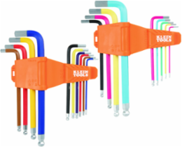 Powder Coated Long Ball End Hex Key Set, SAE and Metric, 19-Piece