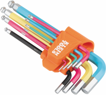 Powder Coated Long Ball-End Hex Key Set, Metric, 9-Piece
