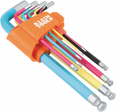 Powder Coated Long Ball-End Hex Key Set, Metric, 9-Piece