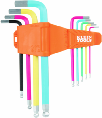 Powder Coated Long Ball-End Hex Key Set, Metric, 9-Piece