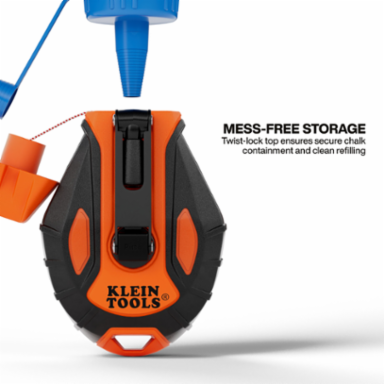 Smooth Retractable Chalk Reel, 100-Foot, with Blue Chalk Refill