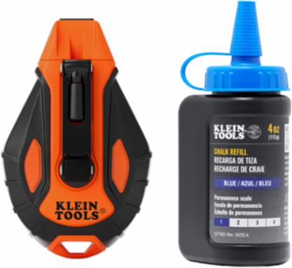 Smooth Retractable Chalk Reel, 100-Foot, with Blue Chalk Refill