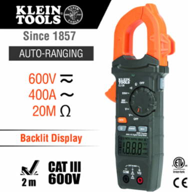 Digital Clamp Meter 400 Amp AC Auto-Ranging, 600V AC/DC, Backlit LCD