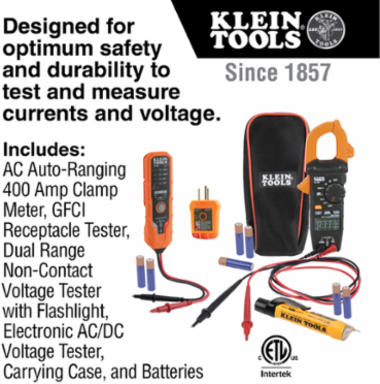 Premium Clamp Meter Kit 400 Amp AC/DC, 600V, Auto Ranging, 2000 Count LCD