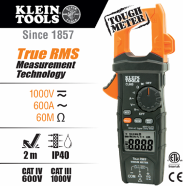 Digital Clamp Meter 600 Amps, True RMS, 1000V AC/DC, 3.81 Inch Width