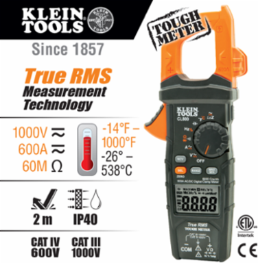 Digital Clamp Meter 600A AC/DC, 1000V, Low Impedance, TRMS, 9.09 Inch Length