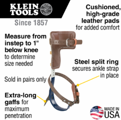 Tree Climber Set with 2-3/4 Inch Gaffs, 15-19 Inch Adjustable Straps