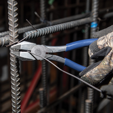 Left-Handed Ironworker's Rebar Pliers, 9 Inch, Steel, Spring Loaded