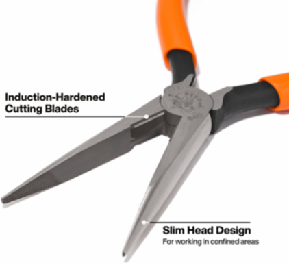 7 Inch Long Nose Side Cutting Pliers, Induction-Hardened Knives, Plastic-Dipped Handles