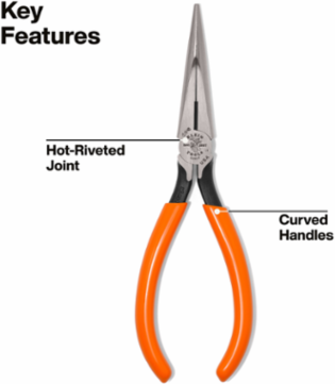 7 Inch Long Nose Side Cutting Pliers, Induction-Hardened Knives, Plastic-Dipped Handles