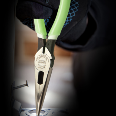 High-Visibility 8 Inch Long Nose Side-Cutting Pliers, Glow-in-the-Dark Grips