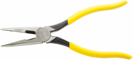 Long Nose Pliers 8 Inch, Side Cutting, Plastic-Dipped Handles