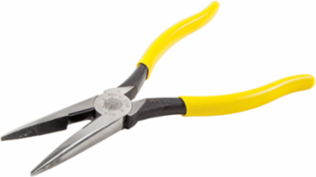 Long Nose Pliers 8 Inch, Side Cutting, Plastic-Dipped Handles