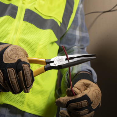 Long Nose Pliers 8 Inch, Side Cutting, Plastic-Dipped Handles