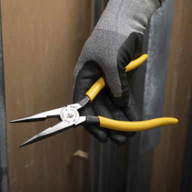 8 Inch Needle Nose Side Cutters with Stripping, Plastic-Dipped Handles, 12 AWG