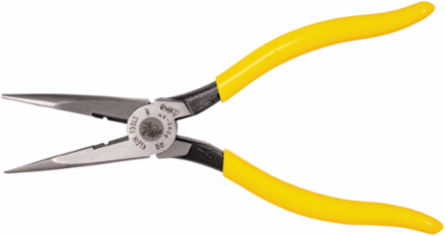 8 Inch Needle Nose Side Cutters with Stripping, Plastic-Dipped Handles, 12 AWG