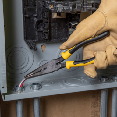 8 Inch Needle Nose Side Cutters with Stripping, Plastic-Dipped Handles, 12 AWG