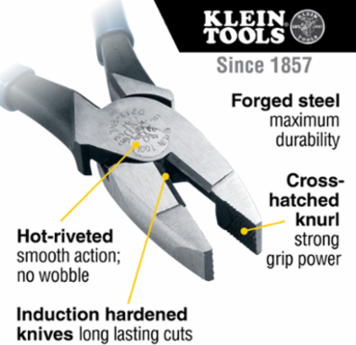 High-Leverage Lineman's Pliers 8 Inch, Steel, 1.375 Inch Jaw Capacity