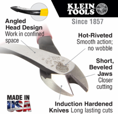 High-Leverage Diagonal Cutting Pliers 8 Inch Angled Head Short Jaw