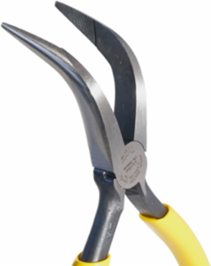 Curved Needle Nose Pliers 6-1/2 Inch, Serrated Jaws, Heat-Treated Steel
