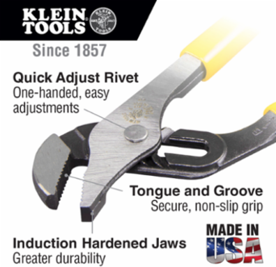 6-Inch Pump Pliers with 7/8 Inch Jaw Opening, Induction Hardened Jaws