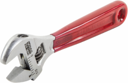 4 Inch Adjustable Wrench, Forged Alloy Steel, Plastic-Dipped Handles, Jaw Capacity 0.5"