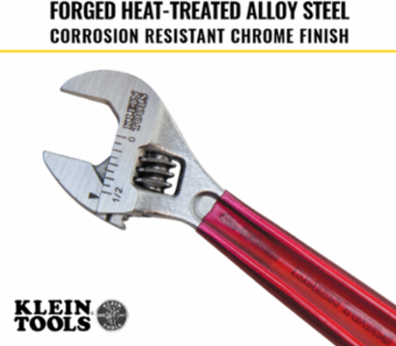 4 Inch Adjustable Wrench, Forged Alloy Steel, Plastic-Dipped Handles, Jaw Capacity 0.5"