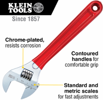 Adjustable Wrench 12 Inch Extra Capacity, Jaw Capacity 1.5 Inch