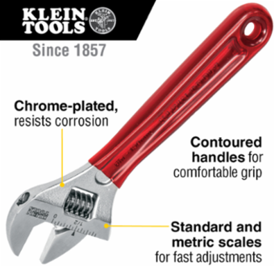 Extra Capacity Adjustable Wrench 6-1/2 Inch, Jaw Capacity 0.94 Inch, Steel