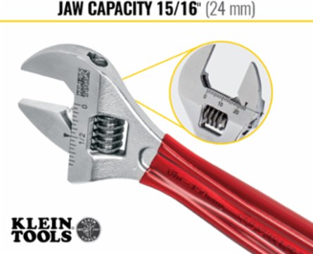 Extra Capacity Adjustable Wrench 6-1/2 Inch, Jaw Capacity 0.94 Inch, Steel