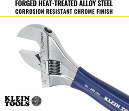 Extra-Wide Jaw Adjustable Wrench 8 Inch, 1-1/2 Inch Jaw Capacity