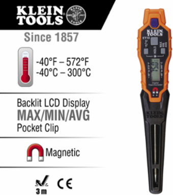 Magnetic Digital Pocket Thermometer, 3 Inch Probe, -40 to 572°F Range