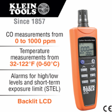 Portable Carbon Monoxide Detector, Backlit LCD, 0.318 lbs, Includes Pouch & 4 AAA Batteries