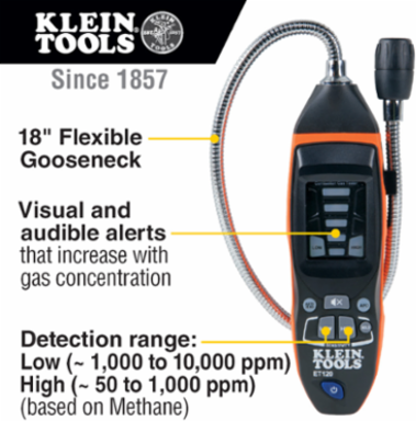 Combustible Gas Leak Detector, 28.31 Inch Length, 0.8370 lbs, 4 x AAA Batteries