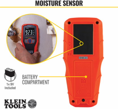 Pinless Moisture Meter, 0.75-Inch Sensing Depth, ABS Plastic, Bright Display