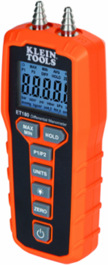 Digital Differential Manometer 60 inH2O, Backlit LCD, 2 Ports, 0.370 lbs