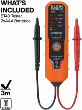 Digital AC/DC Voltage Tester 12-240V AC, 1.5-24V DC, IP41, 9.8-Foot Drop Protection