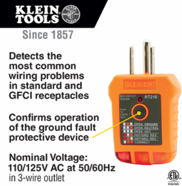 AC/DC Voltage & GFCI Receptacle Test Kit, 4.63 Inch Width, IP44 Ingress Protection