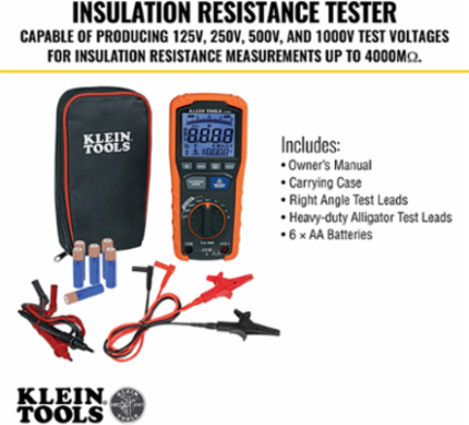 Insulation Resistance Tester, 1000V AC/DC, 4000MΩ, CAT IV 600V Rating