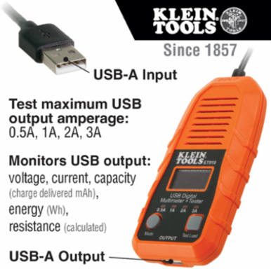 USB Digital Meter & Tester, 3-20V DC, 0.05-3A, LCD Display, 2m Drop Protection