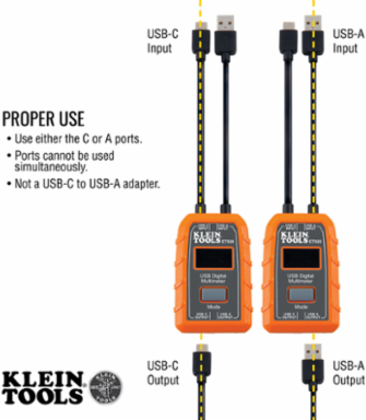 USB Digital Meter for USB-A and USB-C, 3-20V DC, 999Wh Max Energy, 2 m Drop Protection