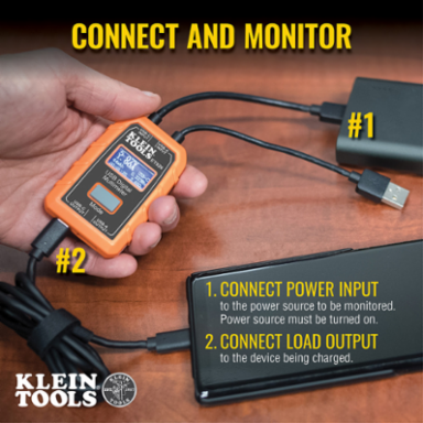 USB Digital Meter for USB-A and USB-C, 3-20V DC, 999Wh Max Energy, 2 m Drop Protection