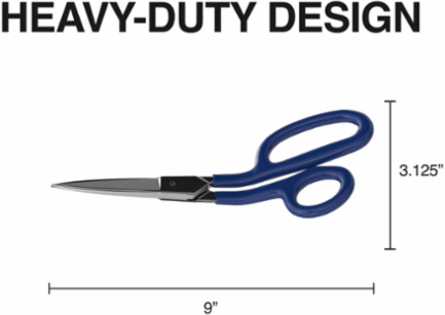 9 Inch Carpet Shear with Offset Handles, Chrome Plated Carbon Steel